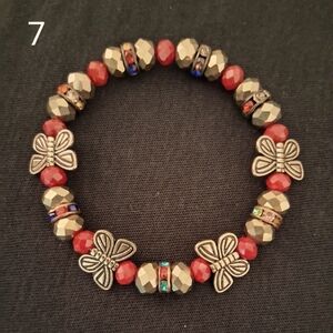 Elegant Red and Silver Beaded Bracelet